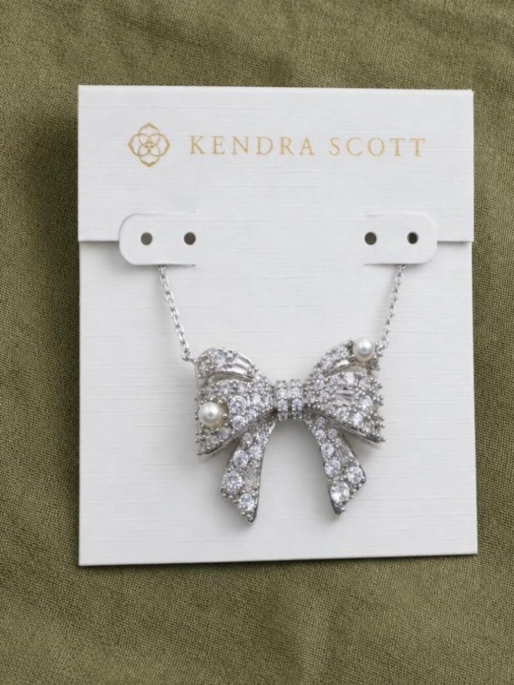 Kendra Scott Krista Silver Bow Pendant Necklace